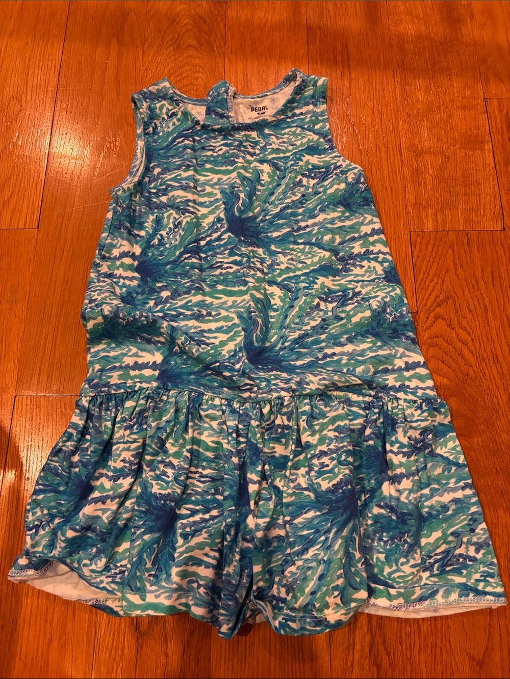 Aqua Swirl Painted Print Sleeveless Dress